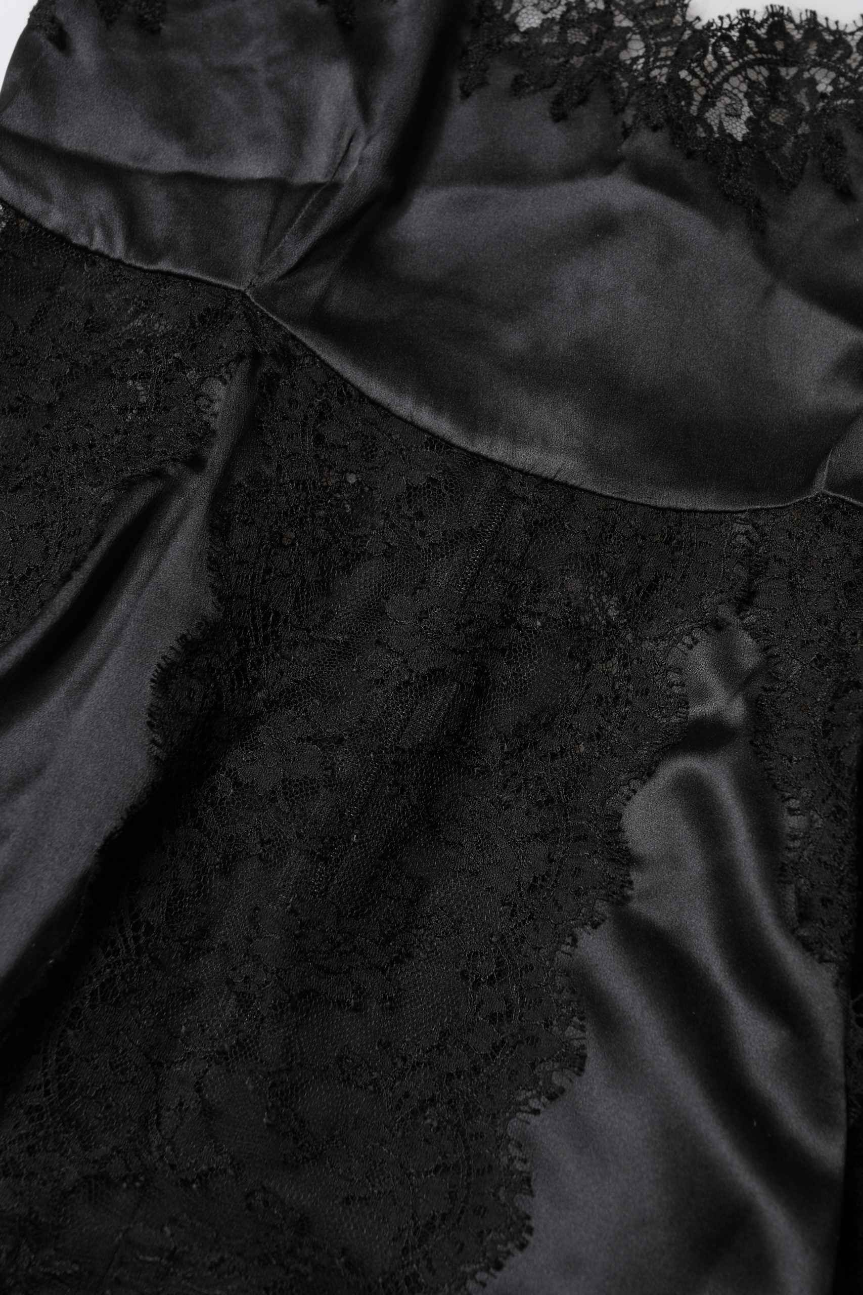 Dolce & Gabbana Black Silk Lace Trim Lingerie Top Underwear