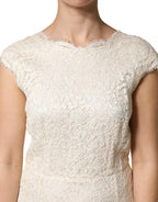 Dolce & Gabbana White Lace Viscose Sheath Long Gown Dress
