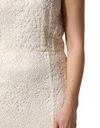 Dolce & Gabbana White Lace Viscose Sheath Long Gown Dress