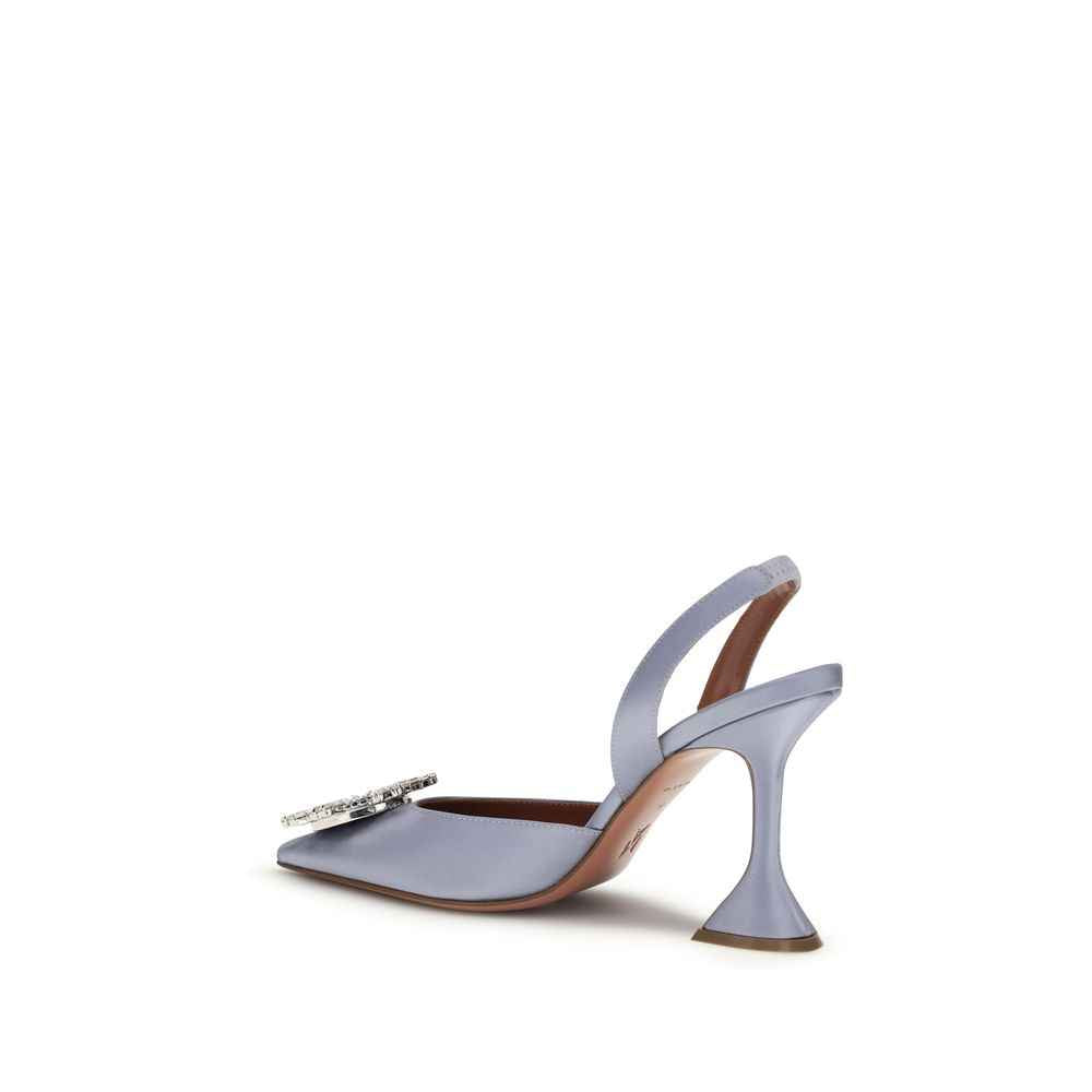 Amina Muaddi Purple Silk High Heel Pumps