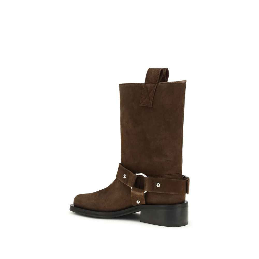 Ganni Brown Calf Leather Bos Taurus Lace-Up Boots