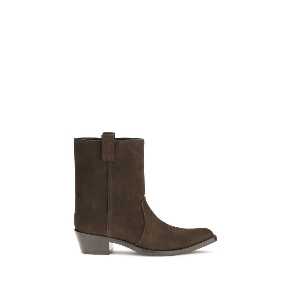 Khaite Brown Calf Leather Bos Taurus Ankle Boots