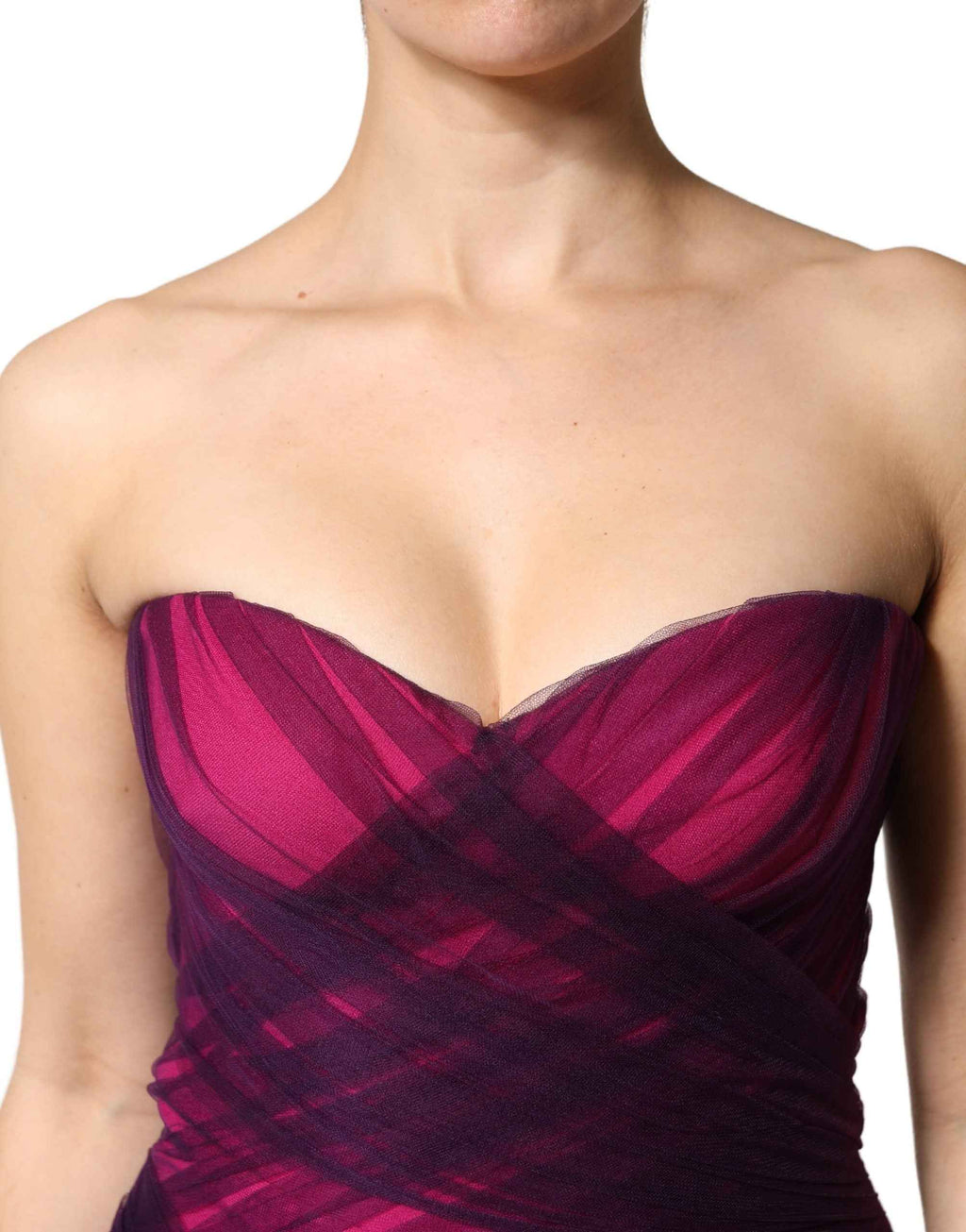 Dolce & Gabbana Pink Black Strapless Sheath Mermaid  Dress