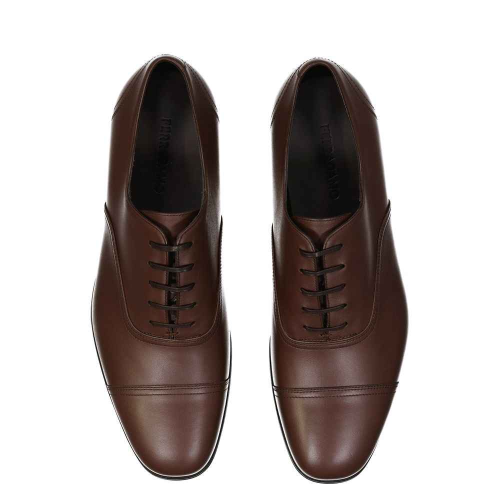Salvatore Ferragamo Brown Leather Oxfords And Derbies