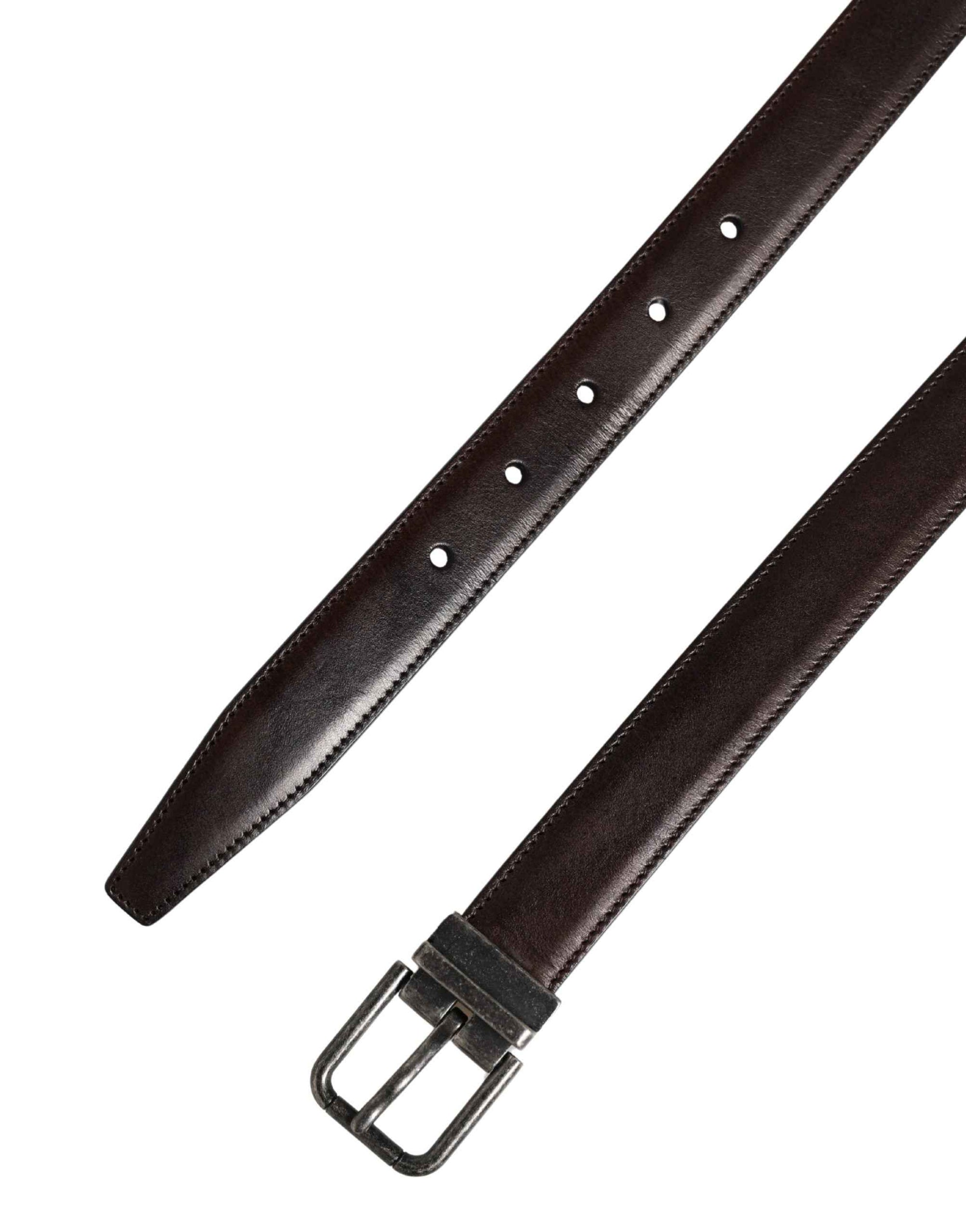 Dolce & Gabbana Men Brown Classic Leather Metal Buckle Belt