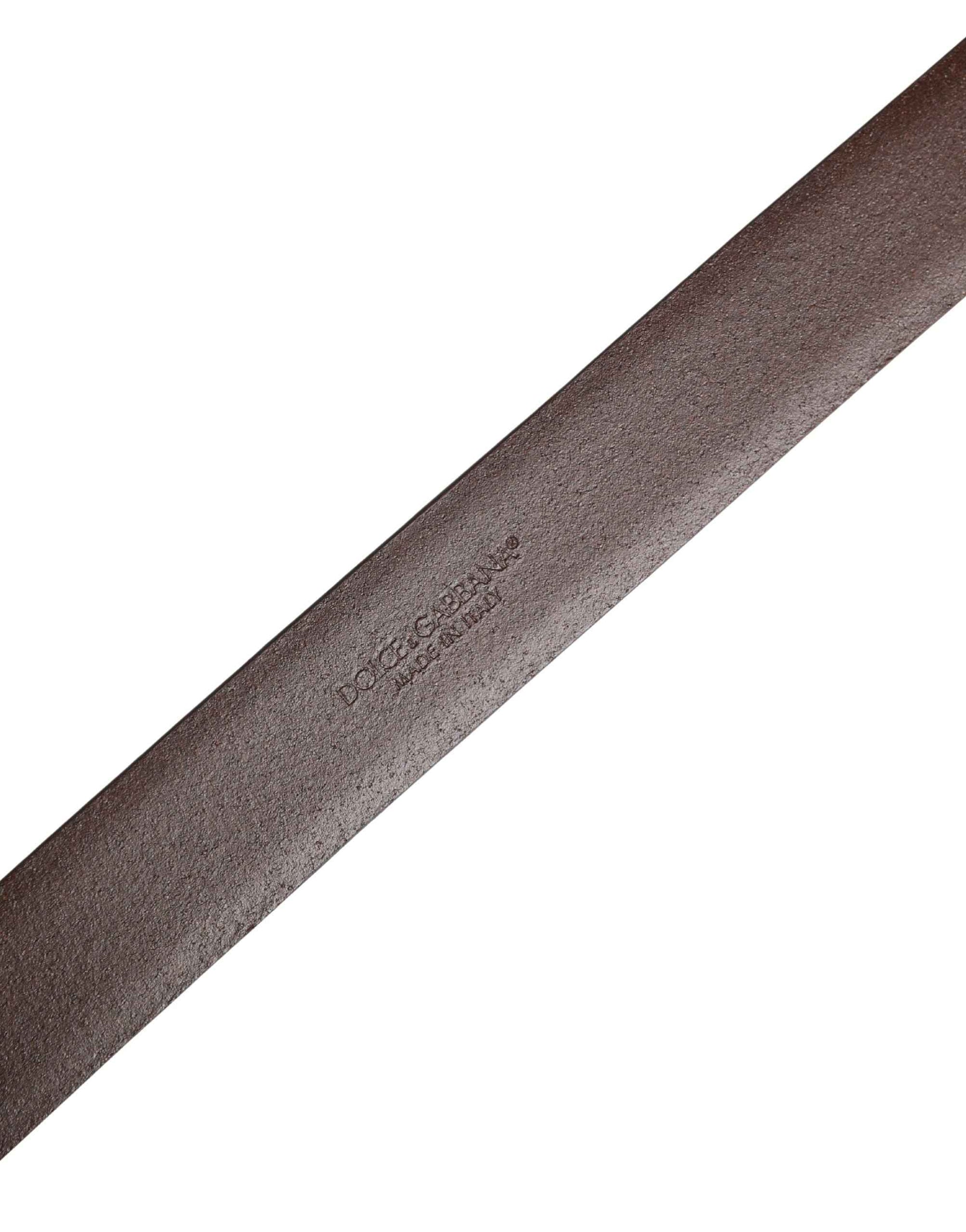 Dolce & Gabbana Men Brown Classic Leather Metal Buckle Belt