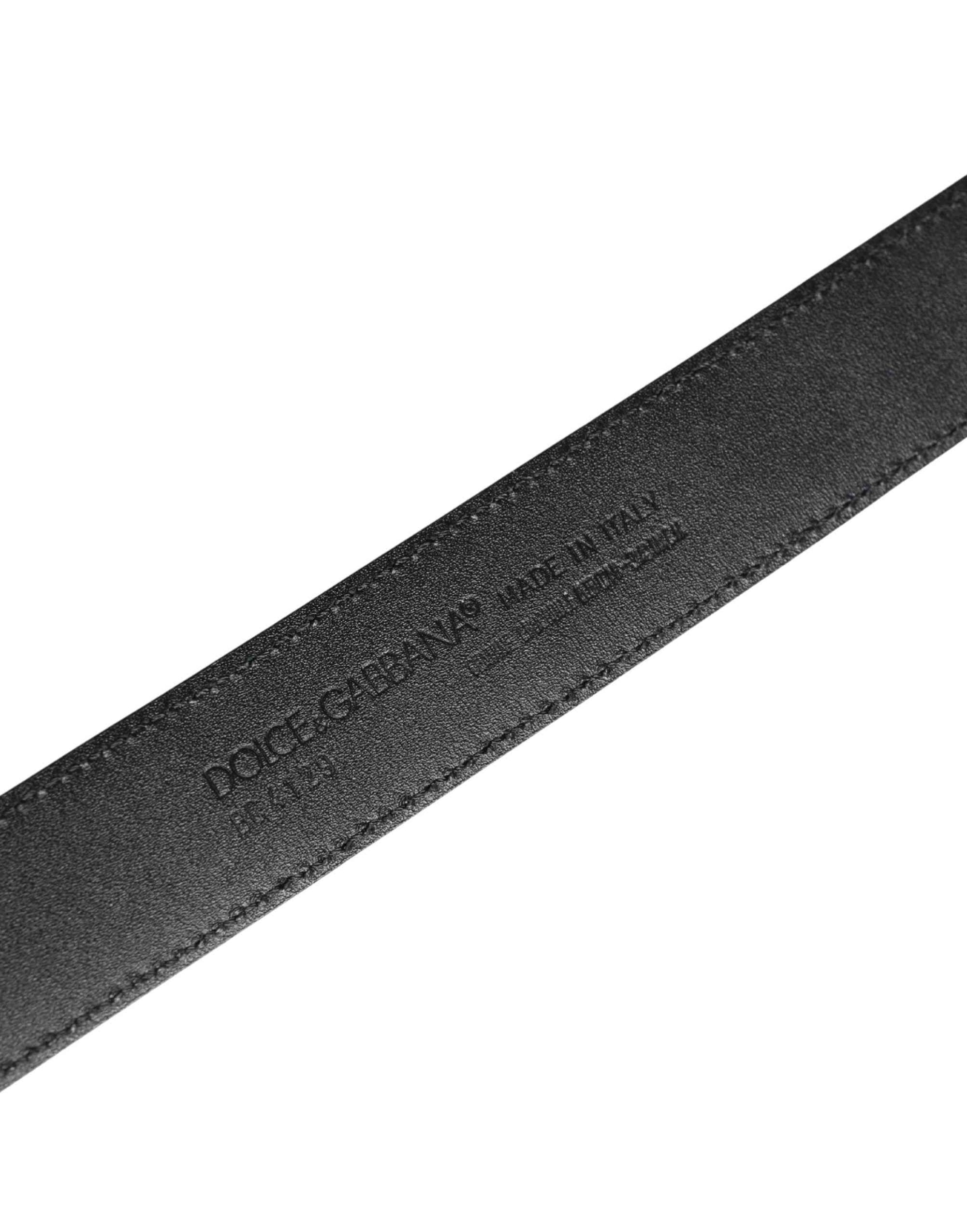 Dolce & Gabbana Men Black Exotic Leather Logo Buckle Belt