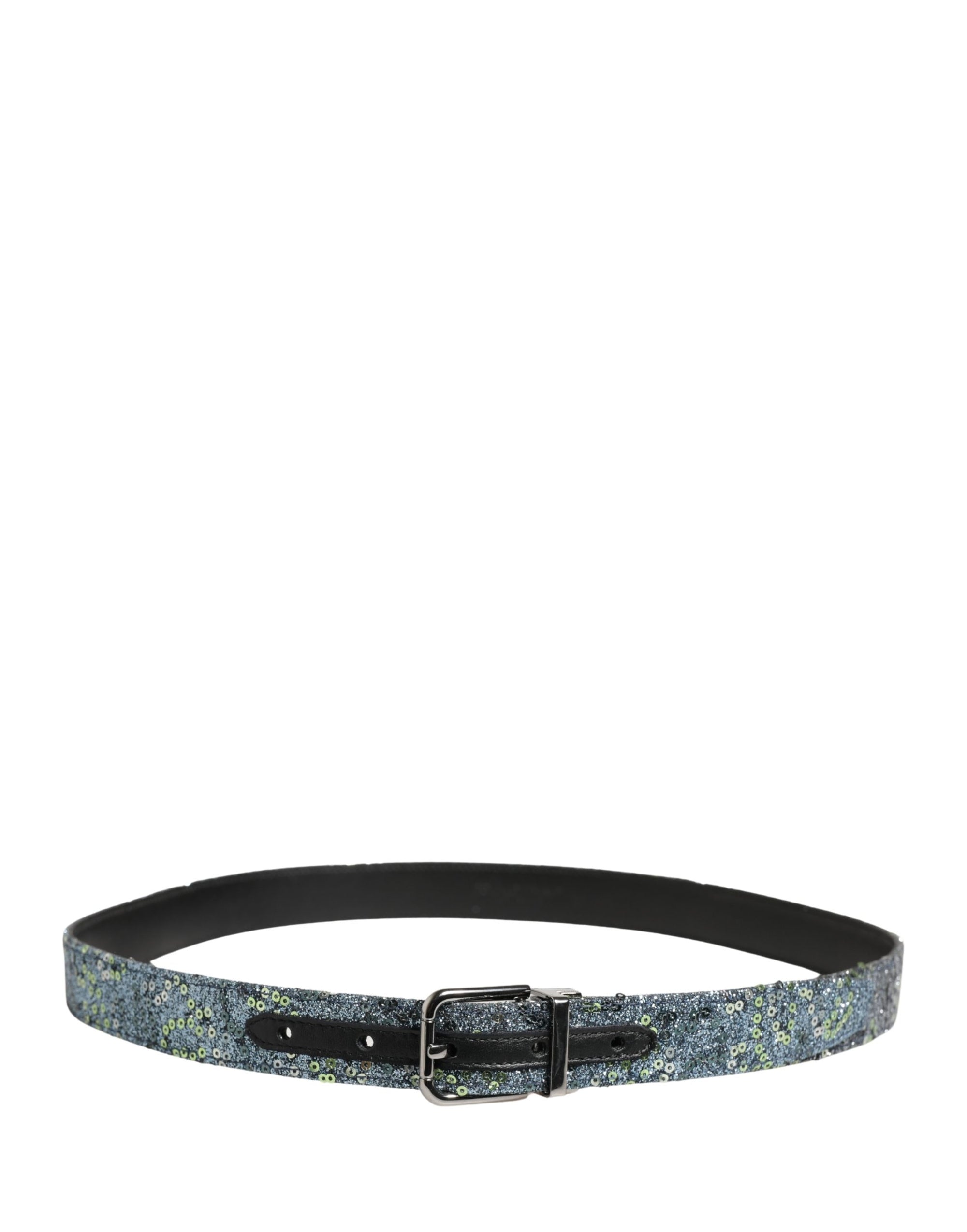 Dolce & Gabbana Men Multicolor Sequin Silver Metal Buckle Belt