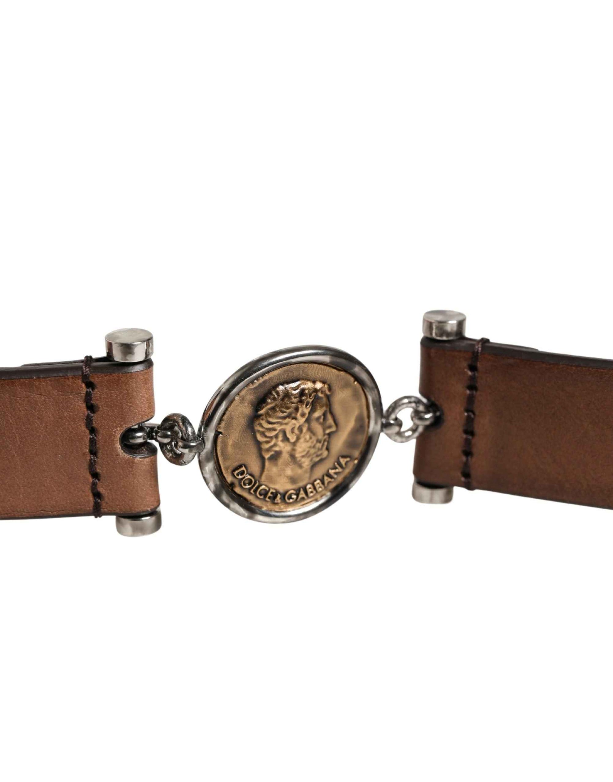 Dolce & Gabbana Men Brown Classic Leather Metal Buckle Belt