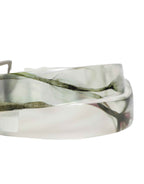 Dolce & Gabbana Men White Floral PVC Silver Metal Buckle Belt