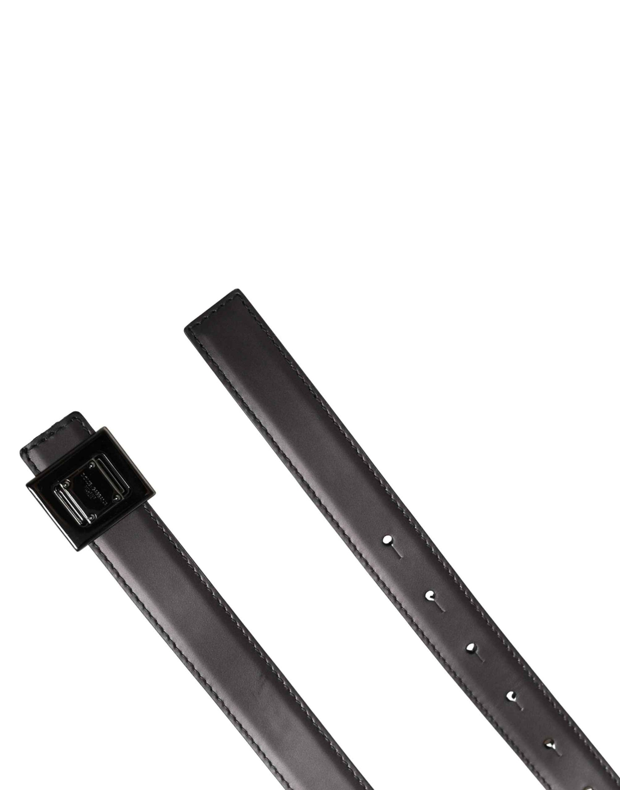 Dolce & Gabbana Men Silver Classic Leather Square Buckle Belt