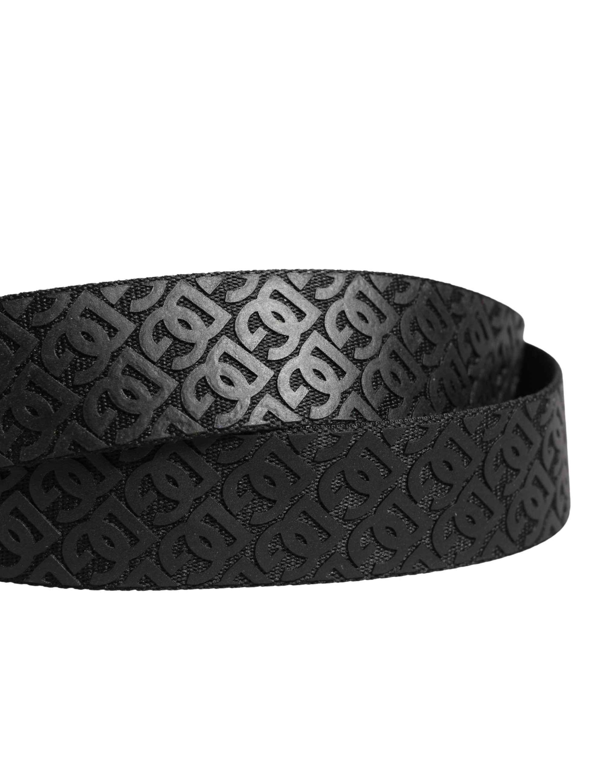 Dolce & Gabbana Men Black DG Logo Polyester Metal Buckle Belt