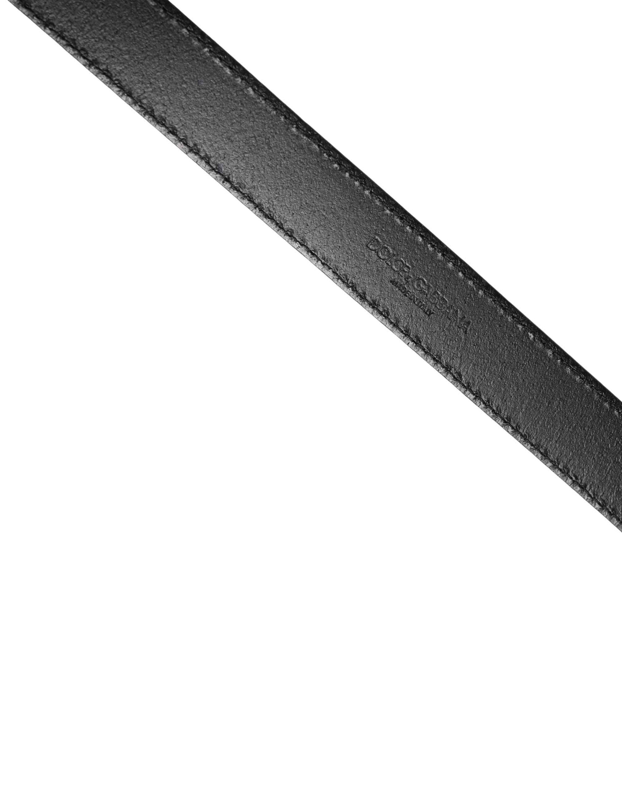 Dolce & Gabbana Men Black Classic Leather Square Buckle Belt