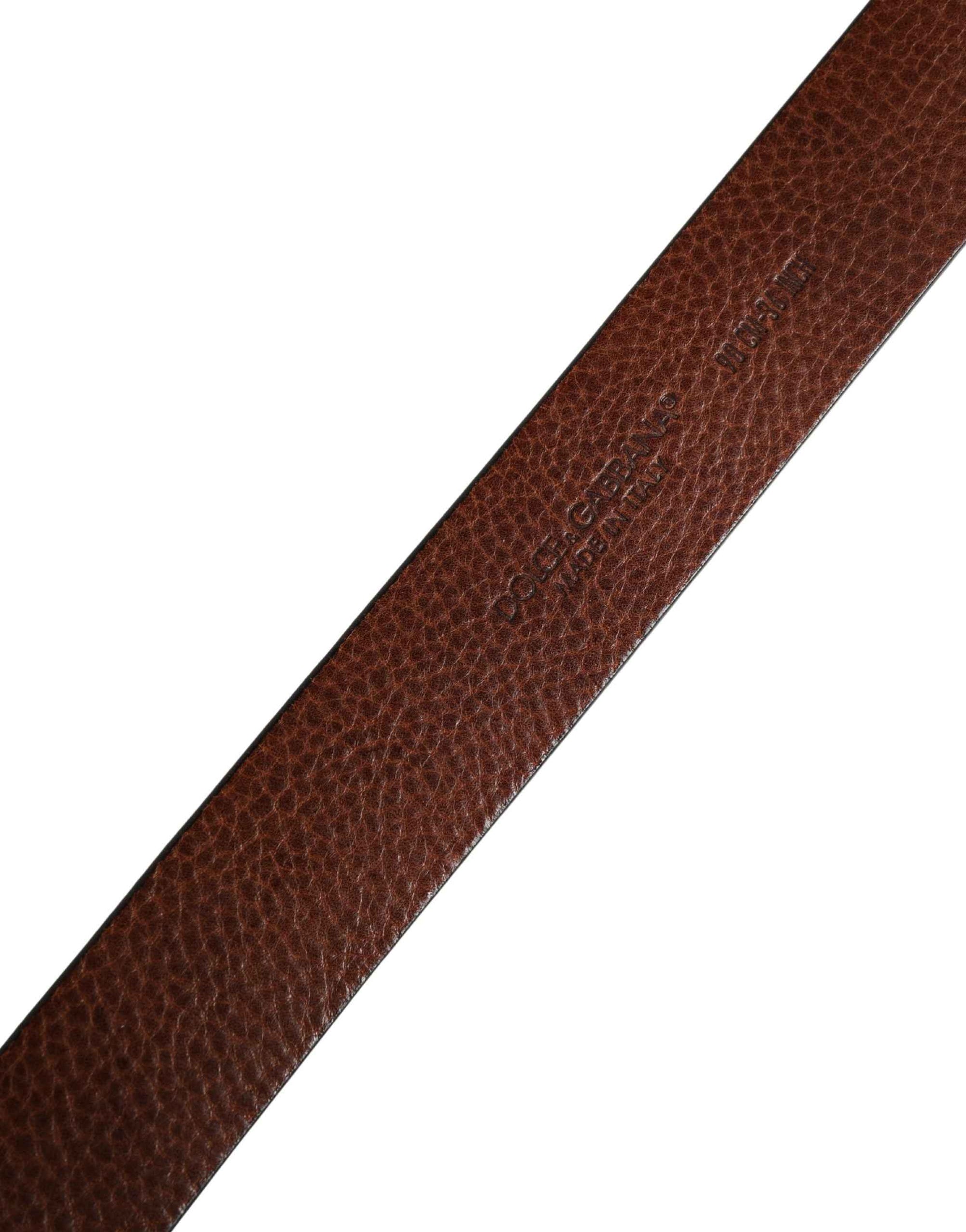 Dolce & Gabbana Men Brown Classic Leather Metal Buckle Belt