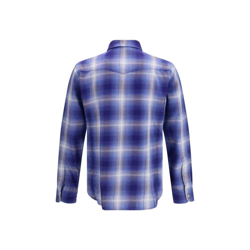 Tom Ford Blue Cotton Pattern Shirt