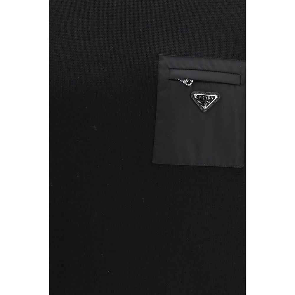 Prada Black Fleece Wool Sweatshirt