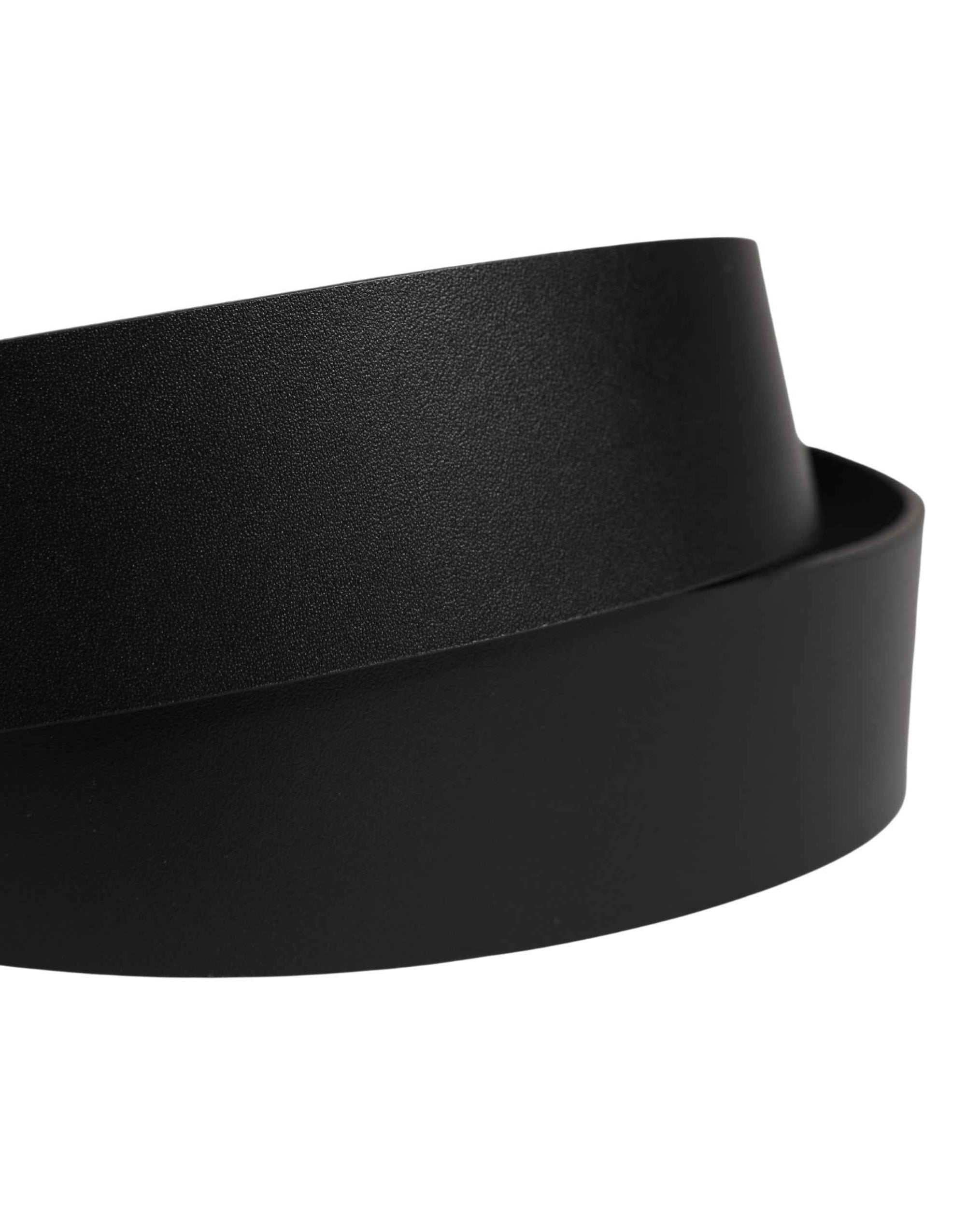 Dolce & Gabbana Black Calf Leather Ornate Metal Buckle Belt