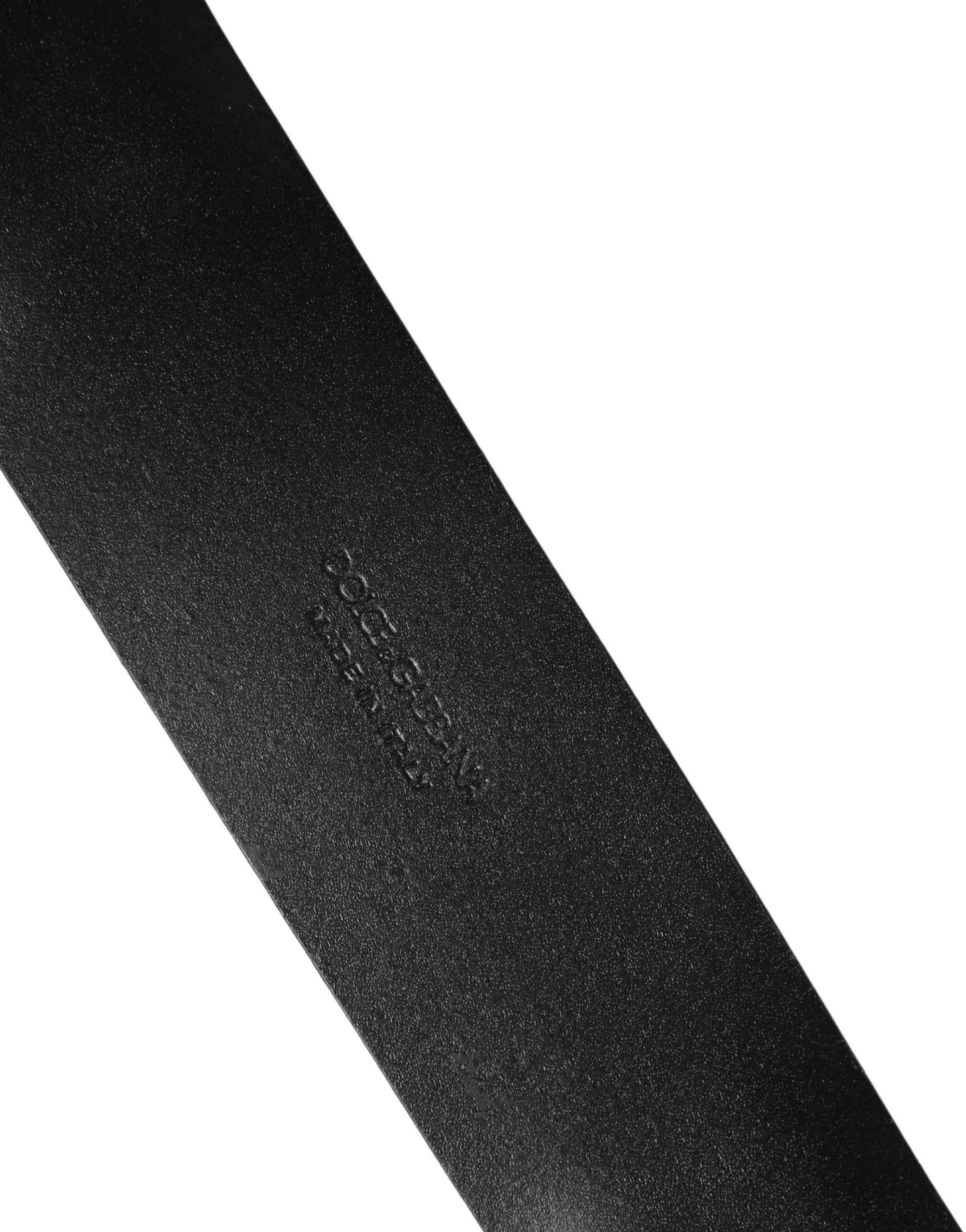 Dolce & Gabbana Men Black Classic Leather Metal Buckle Belt