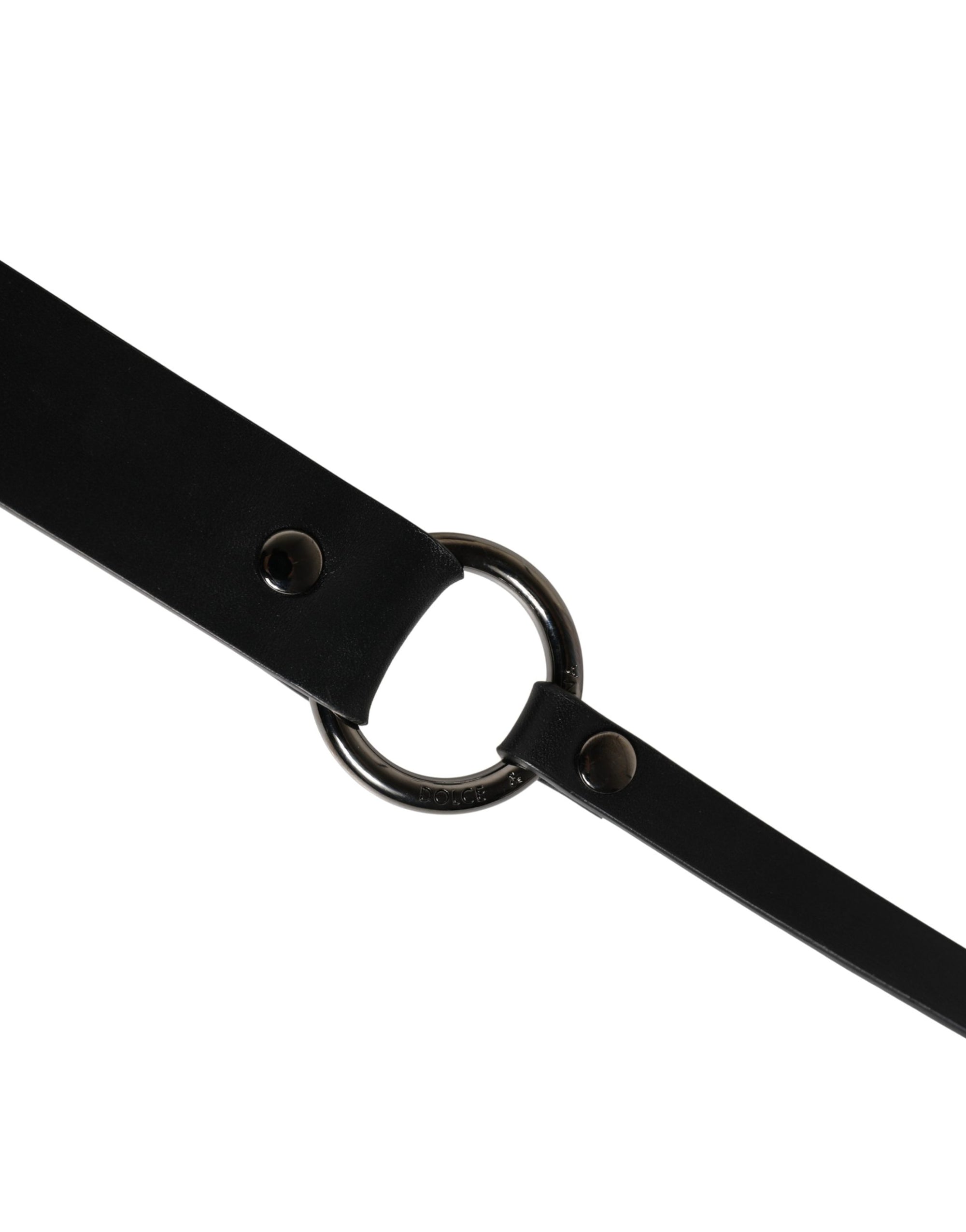 Dolce & Gabbana Men Black Calfskin Leather Metal Buckle Belt