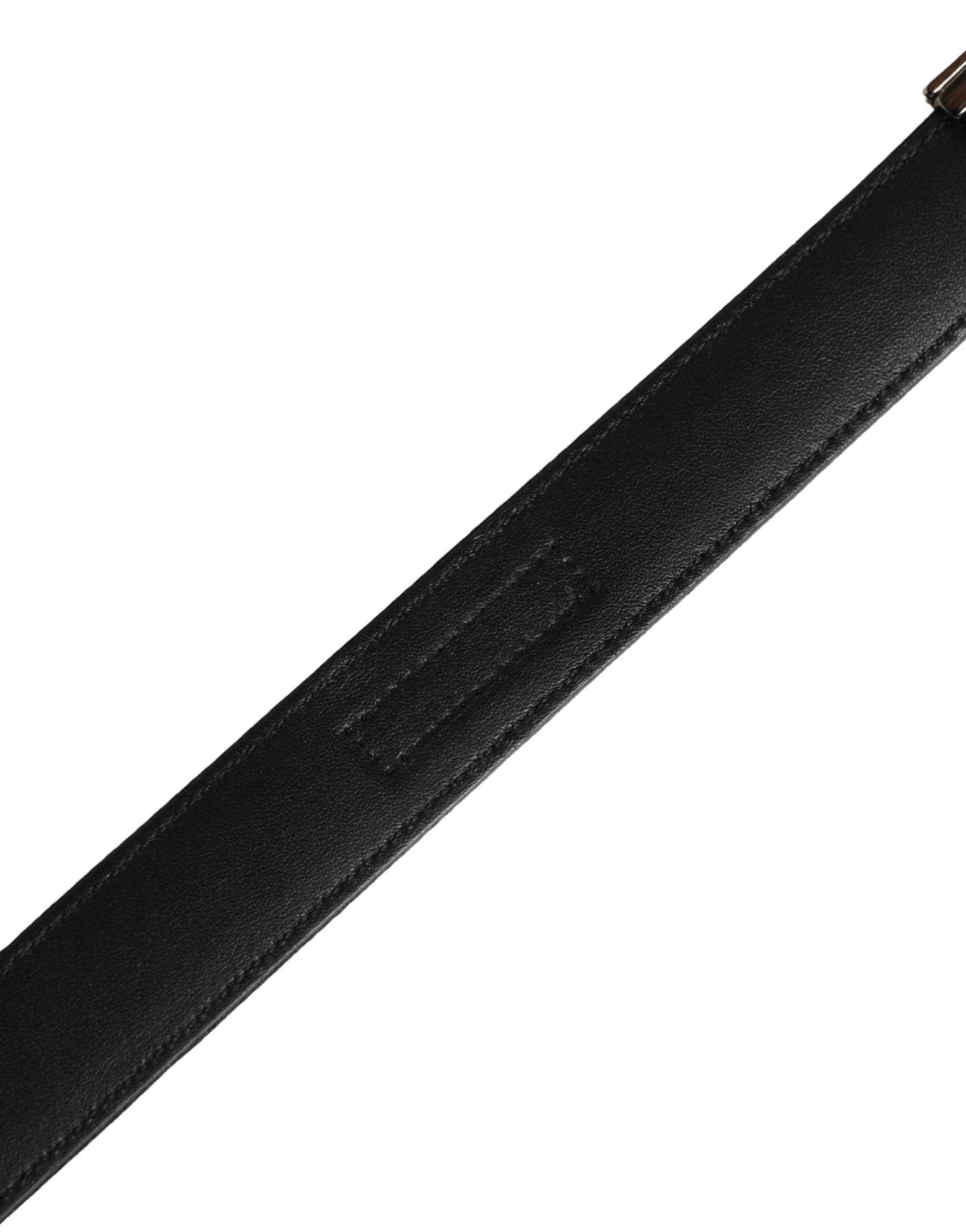 Dolce & Gabbana Men Black Classic Viscose Metal Buckle Belt