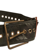 Dolce & Gabbana Men Black Wide Leather DG Metal Buckle Belt