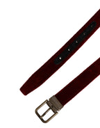 Dolce & Gabbana Men Burgundy Velvet Cotton Metal Buckle Belt