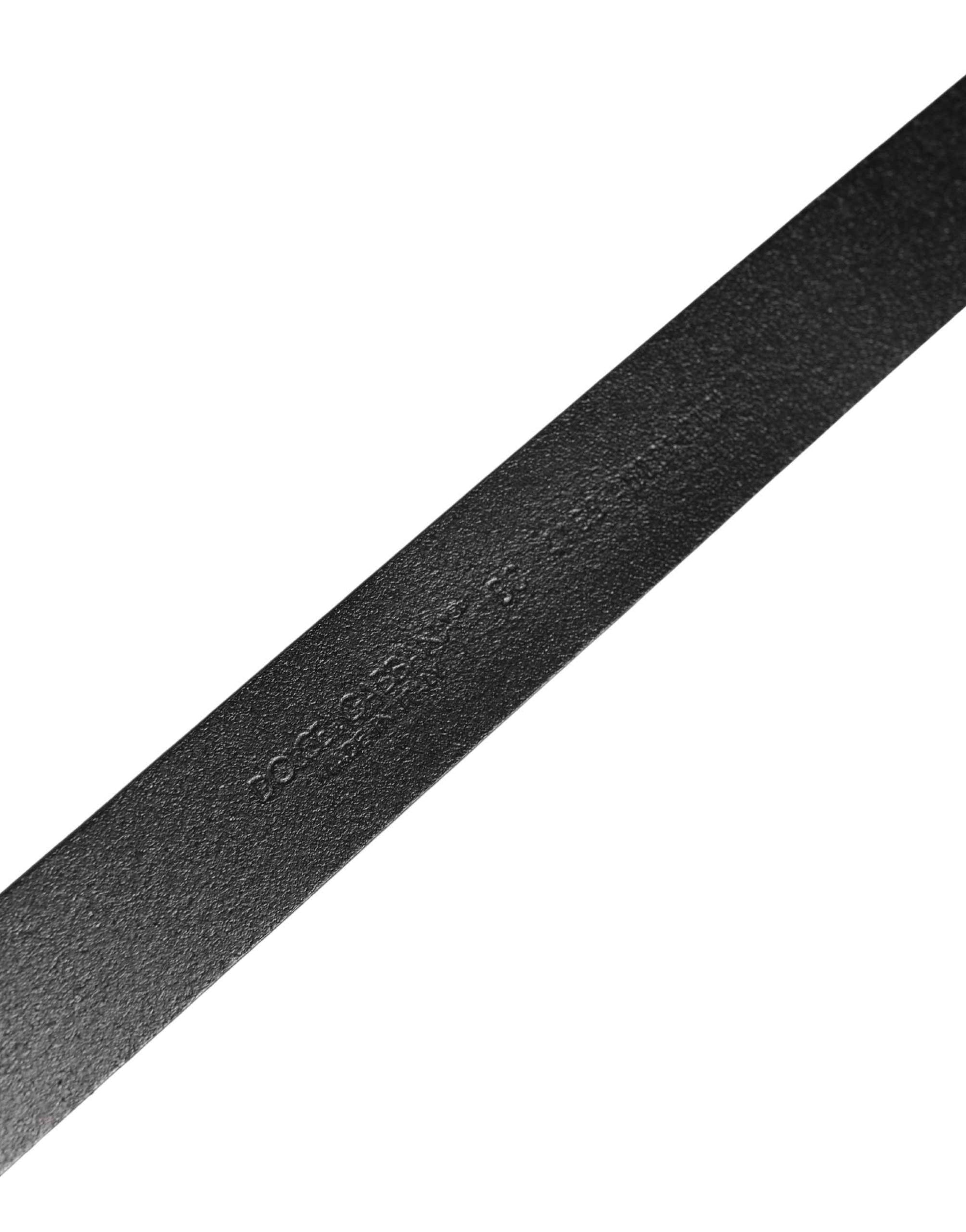 Dolce & Gabbana Men Black Classic Leather Logo Buckle Belt