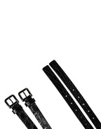 Dolce & Gabbana Black Double Strap Leather Silver Buckle Belt
