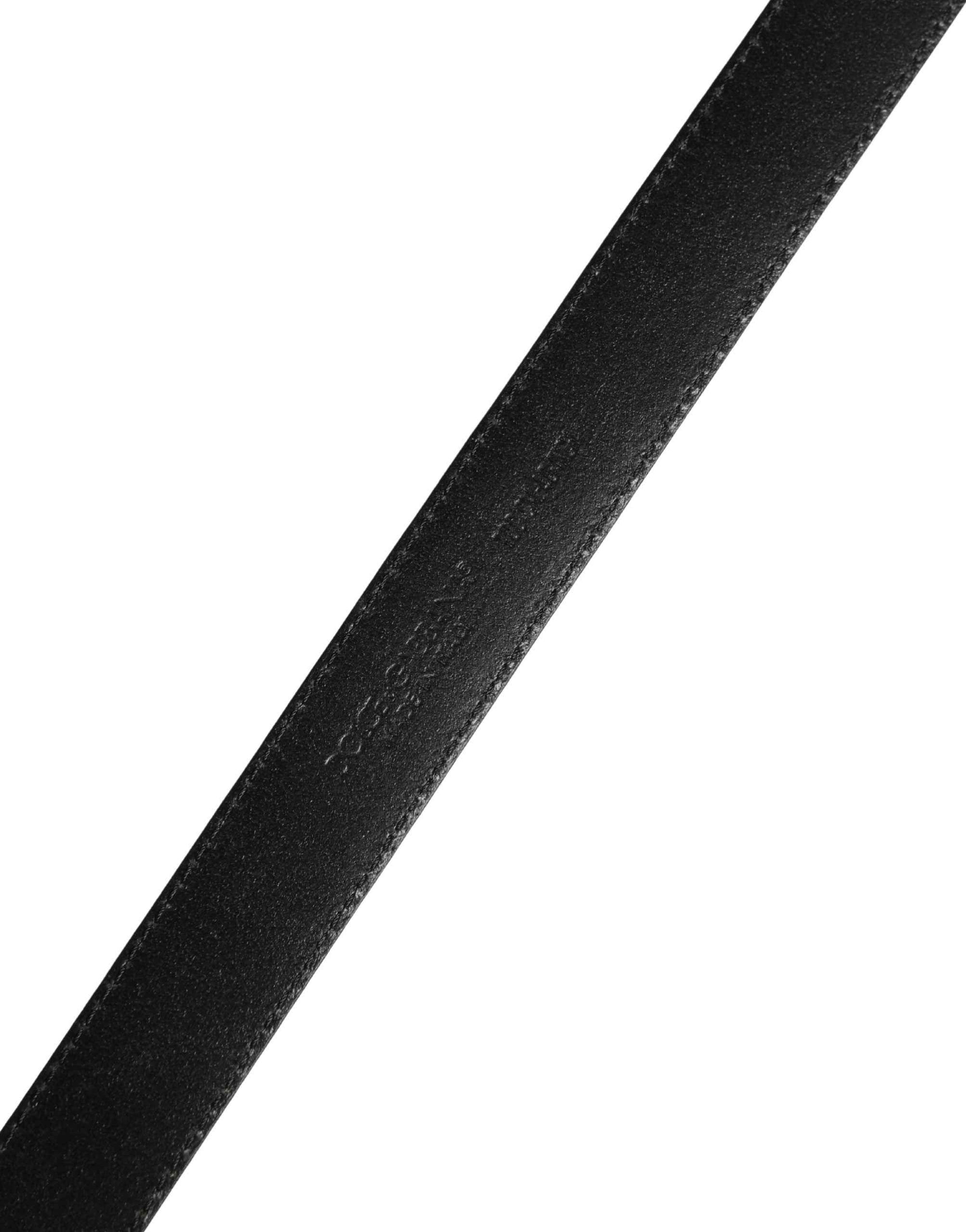 Dolce & Gabbana Men Black Calf Leather Logo Metal Buckle Belt