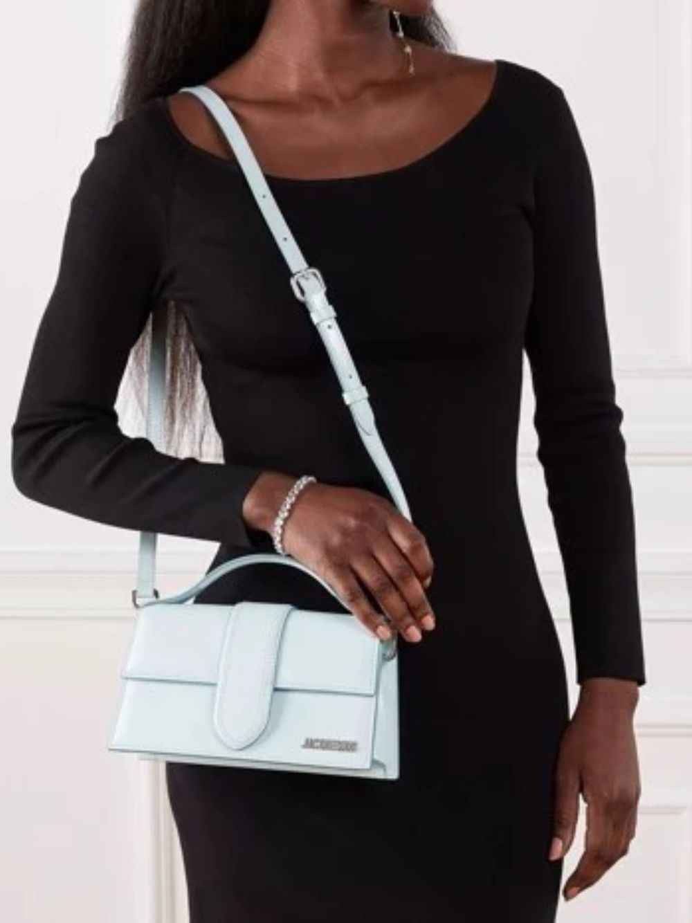 Jacquemus Pale blue Leather Le Grand Bambino Handbag
