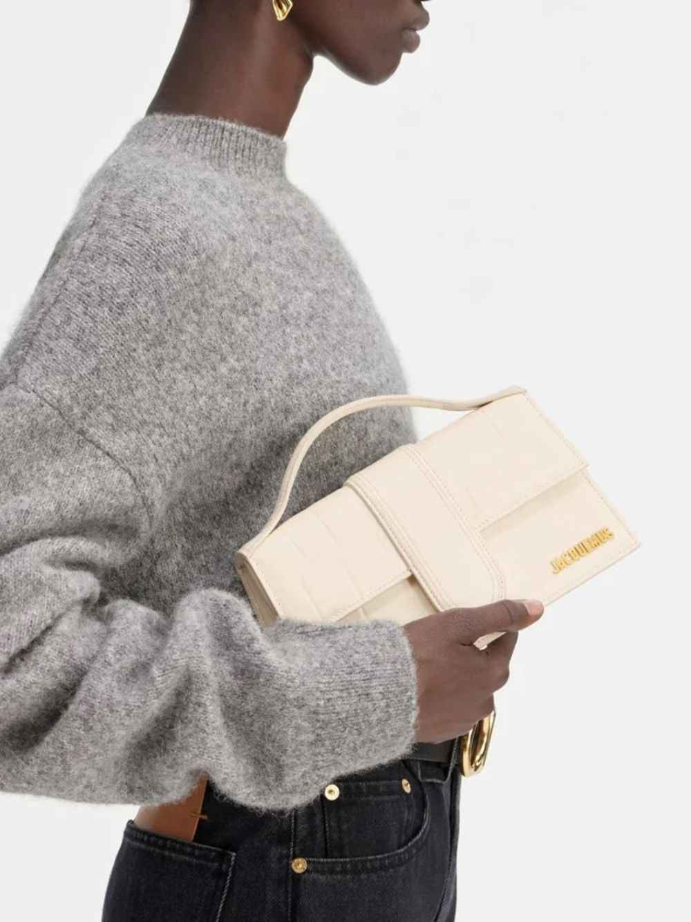 Jacquemus Ivory Cocco Le Grand Bambino Handbag