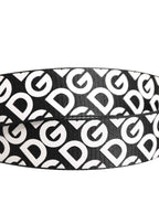 Dolce & Gabbana White Black Logo Leather Metal Buckle Belt