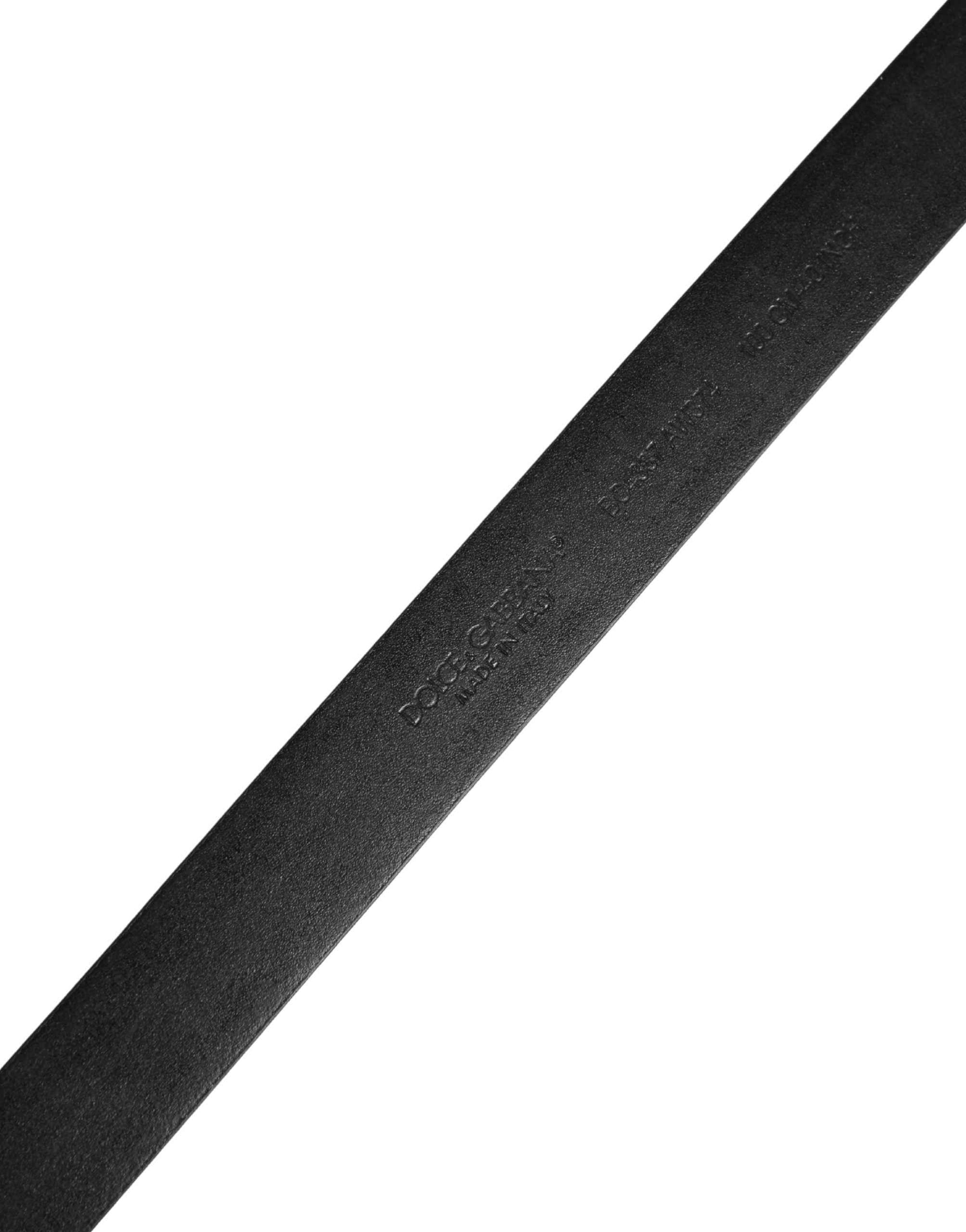 Dolce & Gabbana Men Black Classic Leather Metal Buckle Belt