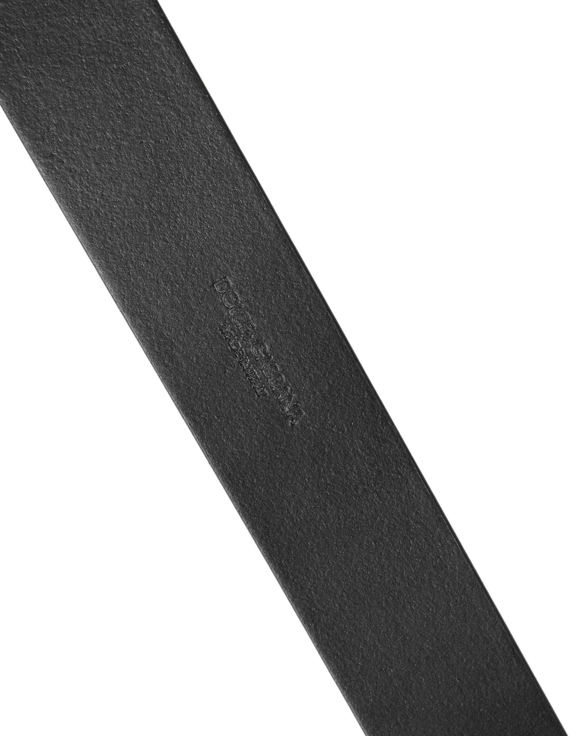 Dolce & Gabbana Men Black Leather DG Logo Metal Buckle Belt