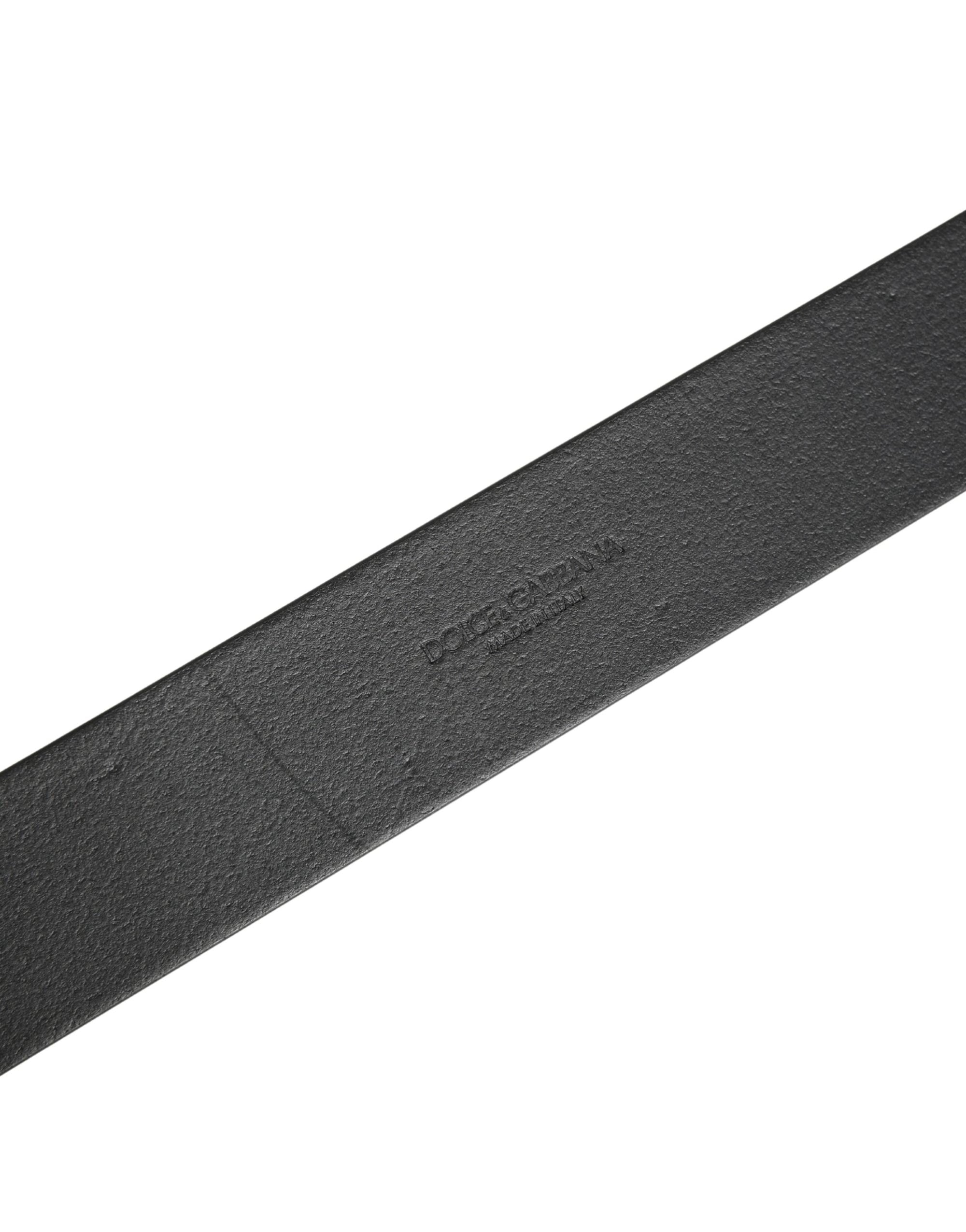 Dolce & Gabbana Men Black Classic Leather Metal Buckle Belt