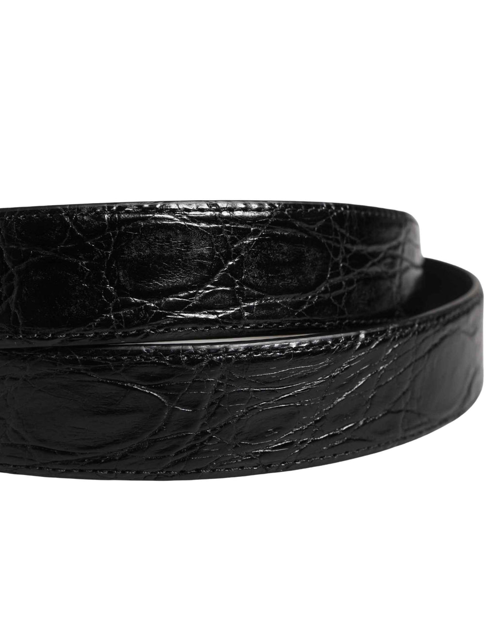 Dolce & Gabbana Men Black Exotic Leather Logo Buckle Belt