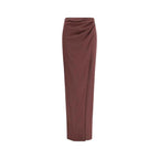 The Andamane Brown Silk Midi Skirt