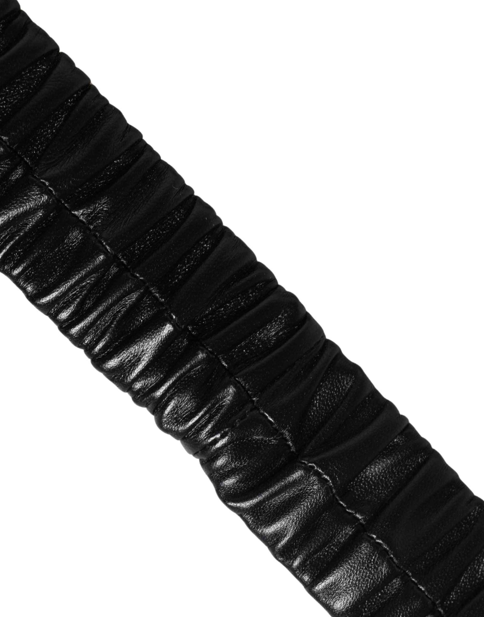 Dolce & Gabbana Black Leather Gold Heart Metal Buckle Belt