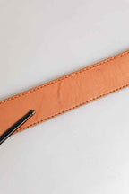 GF Ferre Orange Leather Hexagon Metal Buckle Waist Women Belt