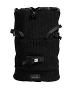 Dolce & Gabbana Black Tricot Wool Blend Duffel Backpack Travel Borse Bag