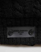 Dolce & Gabbana Black Tricot Wool Blend Duffel Backpack Travel Borse Bag