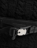 Dolce & Gabbana Black Tricot Wool Blend Duffel Backpack Travel Borse Bag