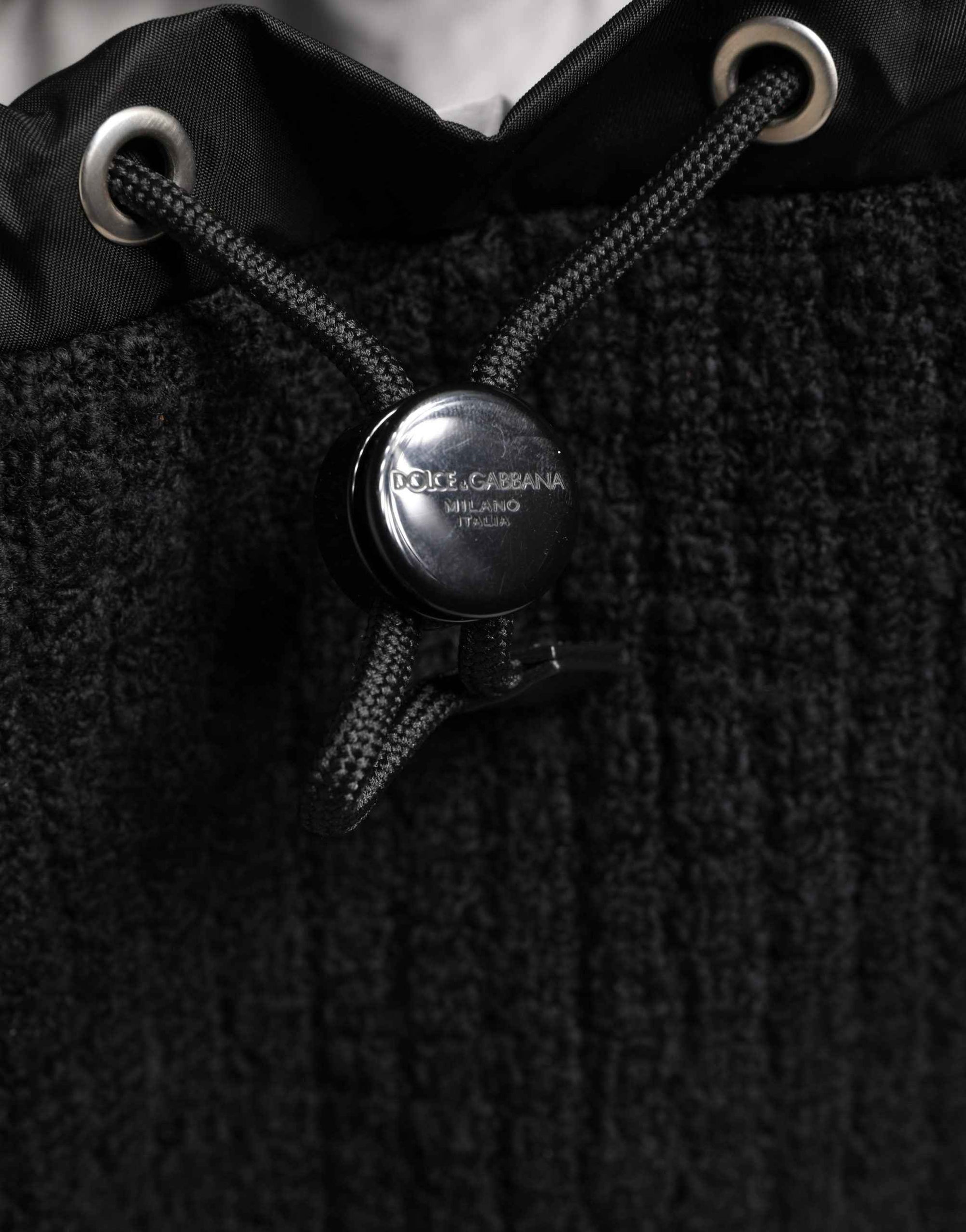 Dolce & Gabbana Black Tricot Wool Blend Duffel Backpack Travel Borse Bag