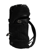 Dolce & Gabbana Black Tricot Wool Blend Duffel Backpack Travel Borse Bag
