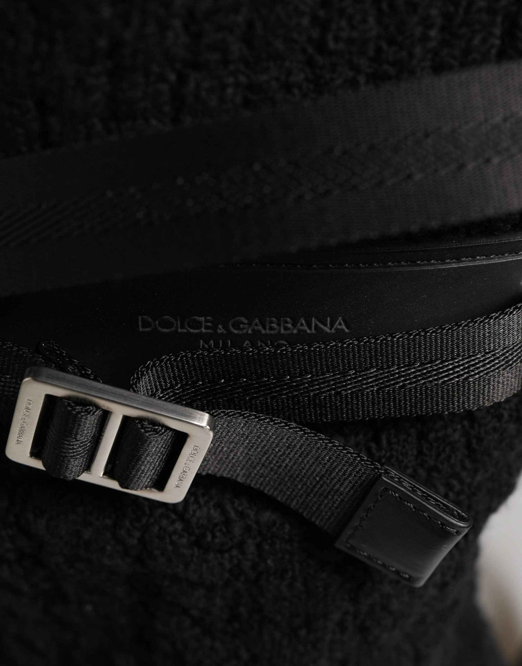 Dolce & Gabbana Black Tricot Wool Blend Duffel Backpack Travel Borse Bag