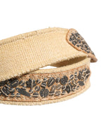 Ermanno Scervino Beige Canvas Embellished Metal Buckle Belt