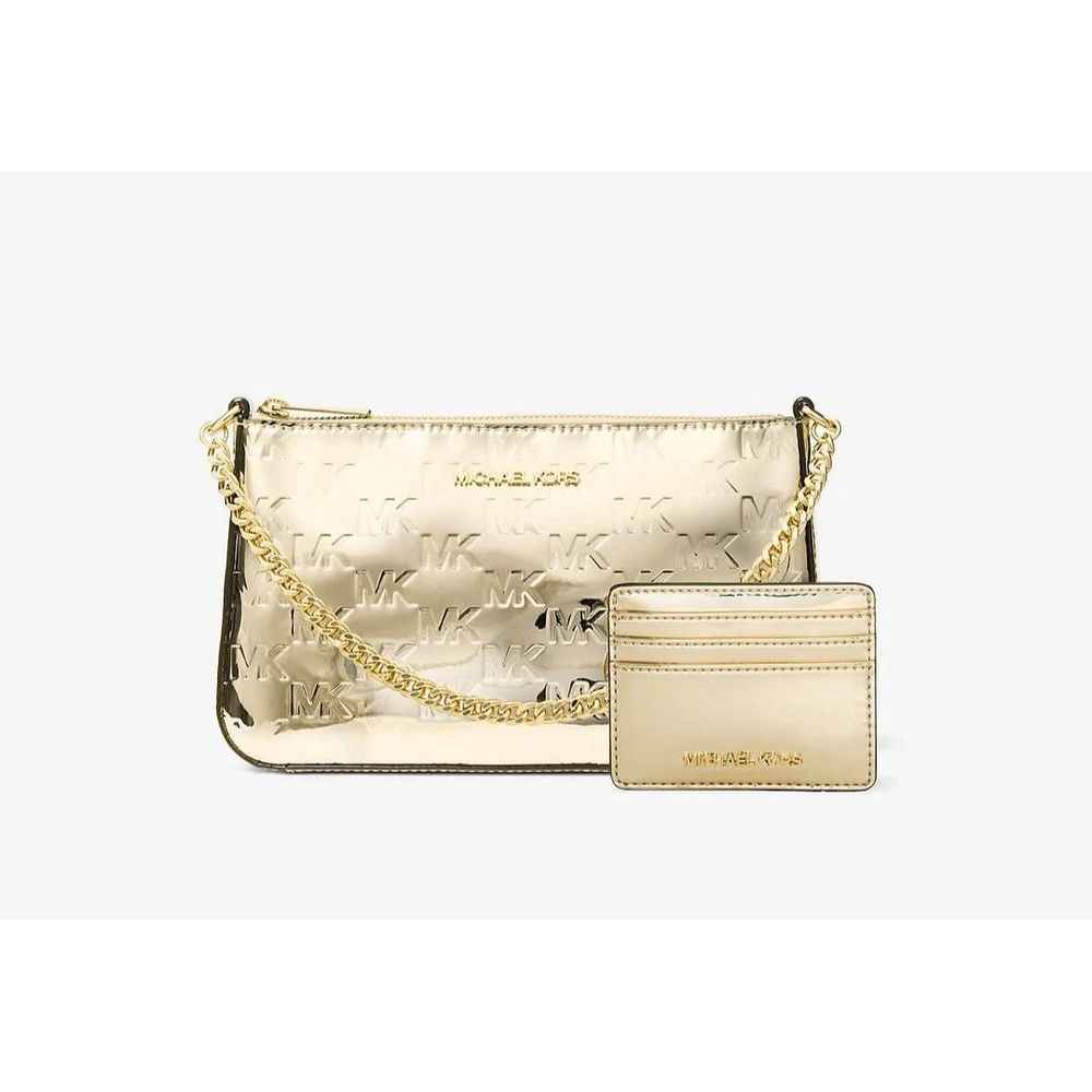 Michael Kors Gold Canvas Clutch Bag