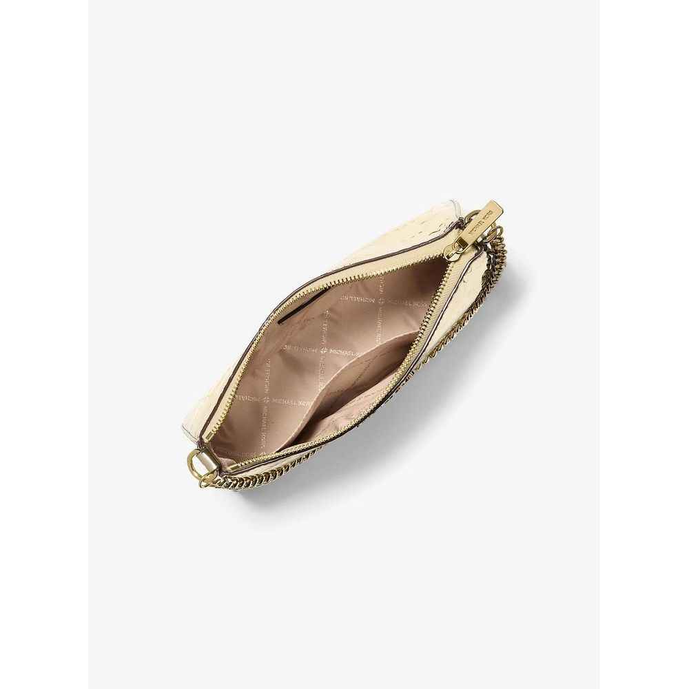 Michael Kors Gold Canvas Clutch Bag