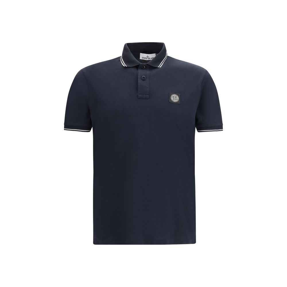 Stone Island Blue Cotton Polo Shirt