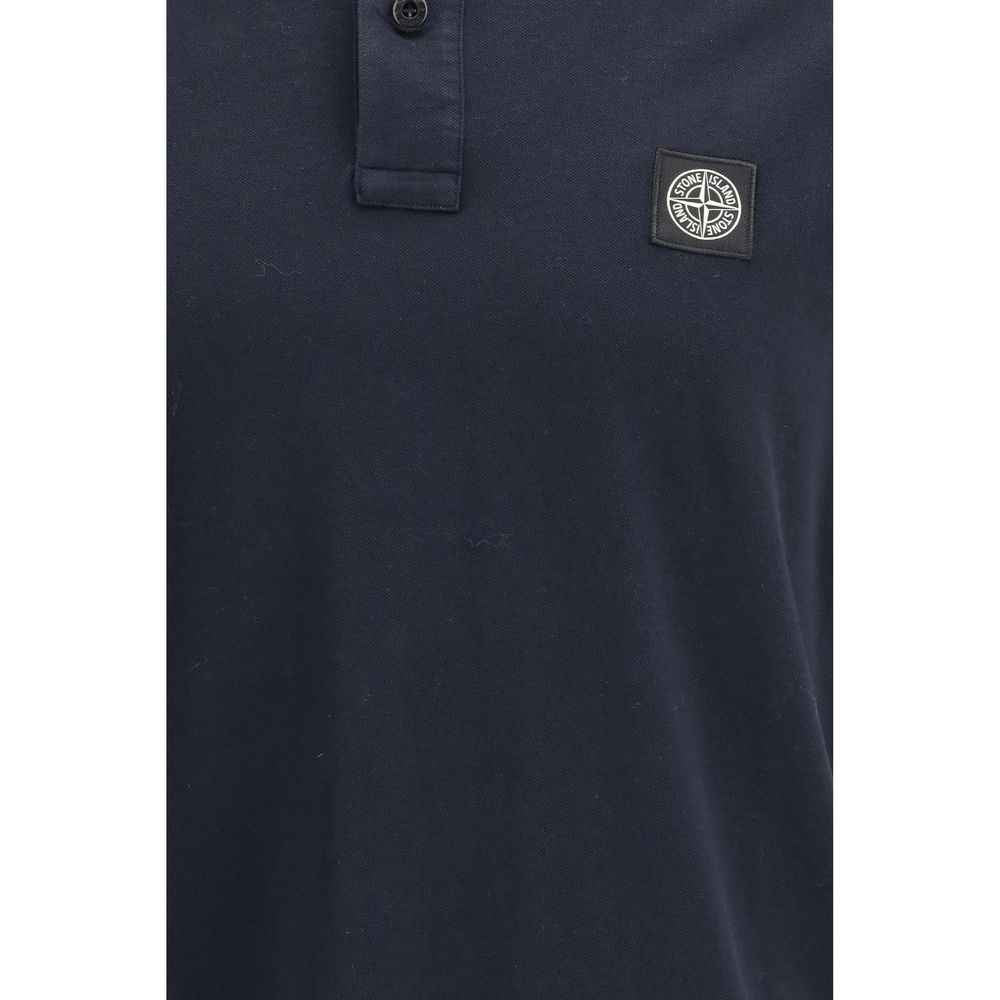 Stone Island Blue Cotton Polo Shirt